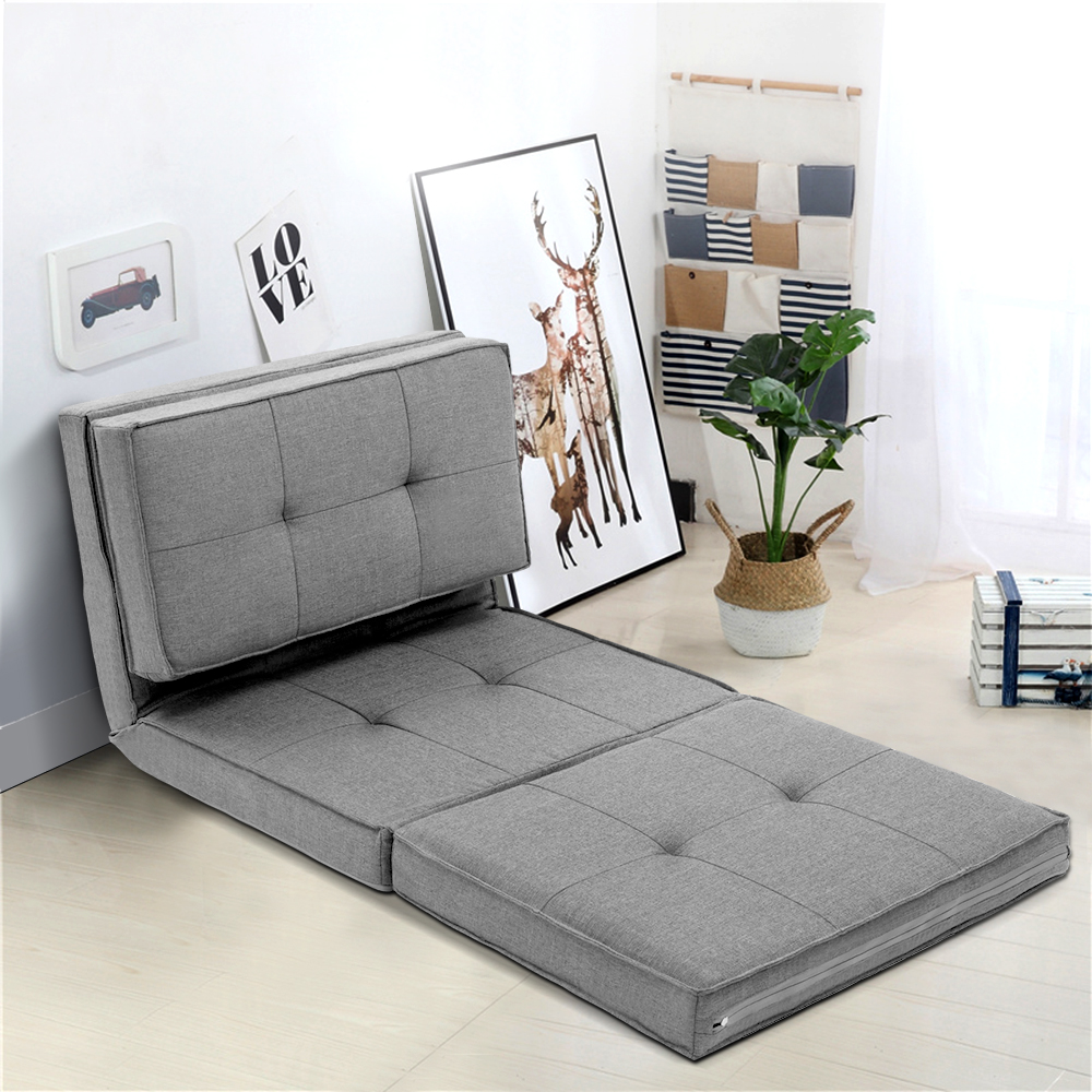 FLOOR-SBL-19LIN-LI-GY-202502281252-00 Artiss Floor Lounge Single Sofa Bed Grey Fabric - Image 1