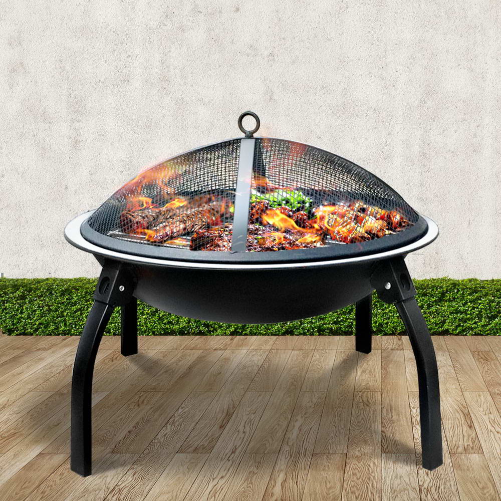 FPIT-UFO-5656-202502281646-00 Fire Pit BBQ Charcoal Smoker Portable Outdoor Camping Pits Patio Fireplace 22" - Image 1