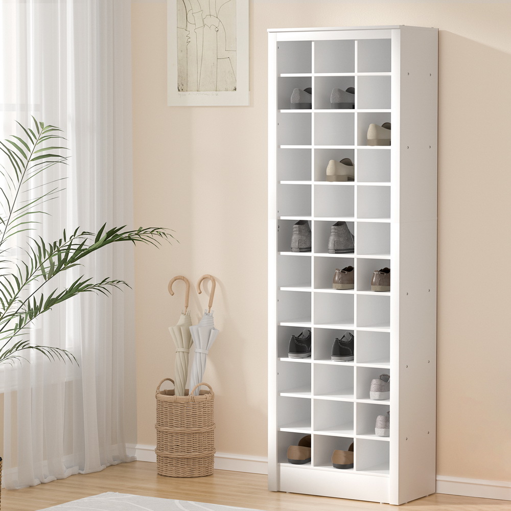 FUR-S-SHOE-TALL01-WH-AB-174910-04 Artiss Shoe Rack 12-tier 36 Pairs Storage White - Image 1