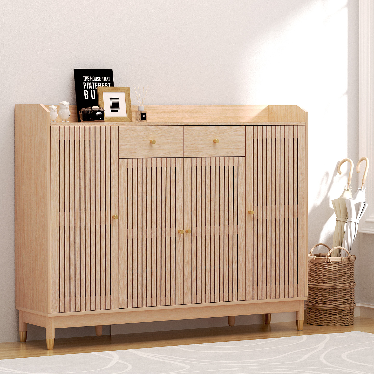 FUR-U-SHOE-140-WD-ABC-198128-06 Artiss Shoe Rack Cabinet with Shelves 26 Pairs Pine - Image 1