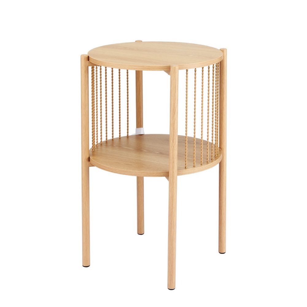 FUR-Z-COF-01-WD-202505201612-00 Artiss Coffee Table 2-Tier Round Wood - Image 1