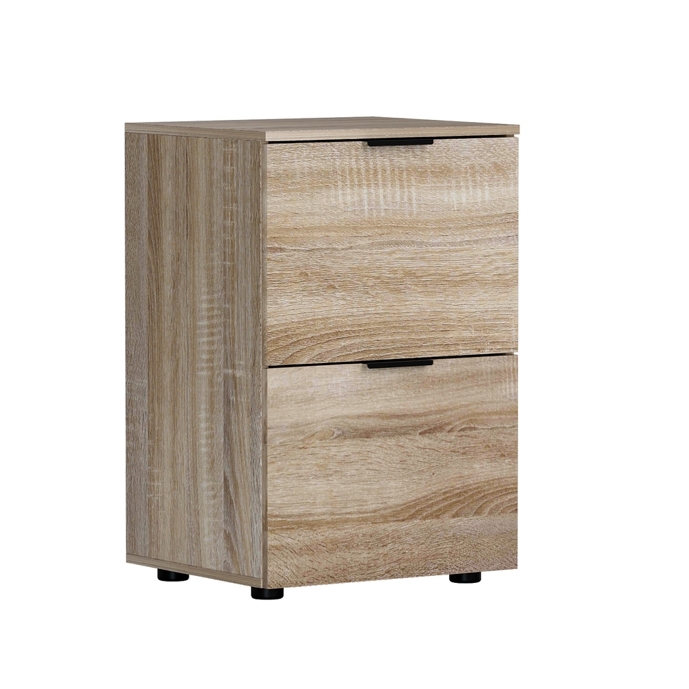 FURNI-B-CAB-2T-WD-202505131410-00 Artiss Filing Cabinet Files Storage Office Shelves File Organiser Oak 2 Drawer - Image 1