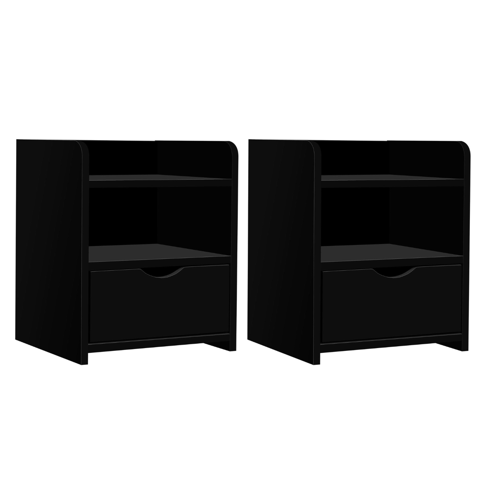 FURNI-C-BS-TOGO-BKX2-202505231808-00 Artiss 2X Bedside Table 1 Drawer with Shelf - FARA Black - Image 1