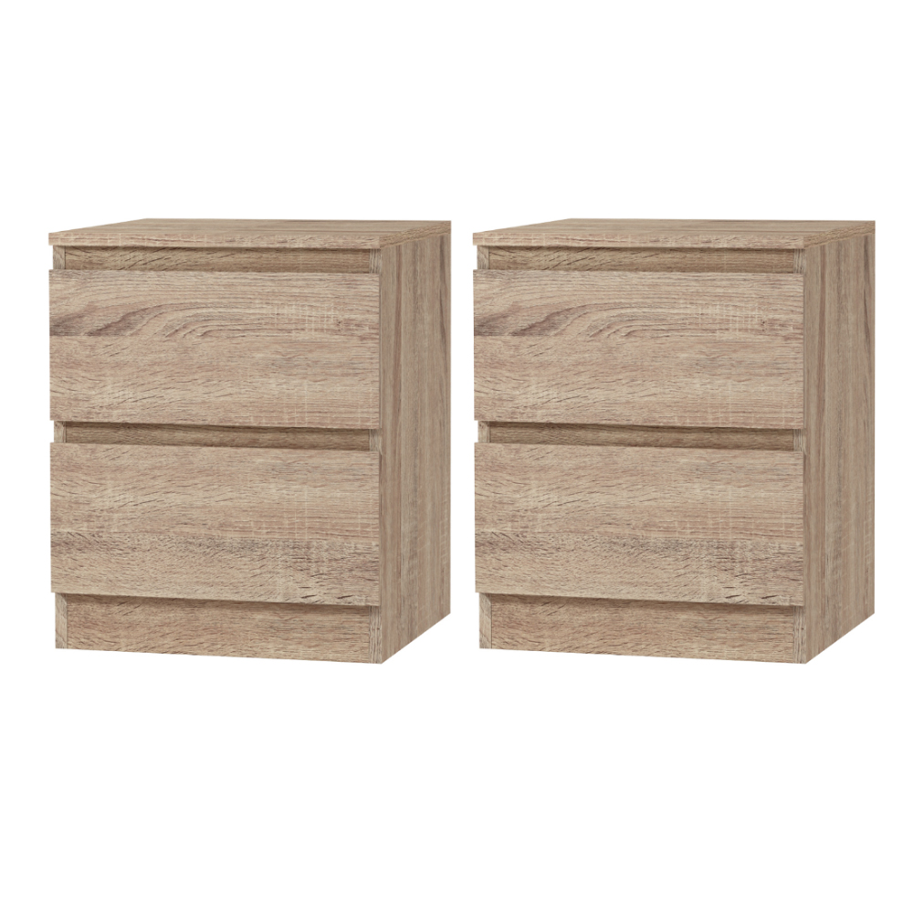 FURNI-E-PURE-WDX2-202505231801-00 Artiss 2x Bedside Table 2 Drawers - PEPE Oak - Image 1