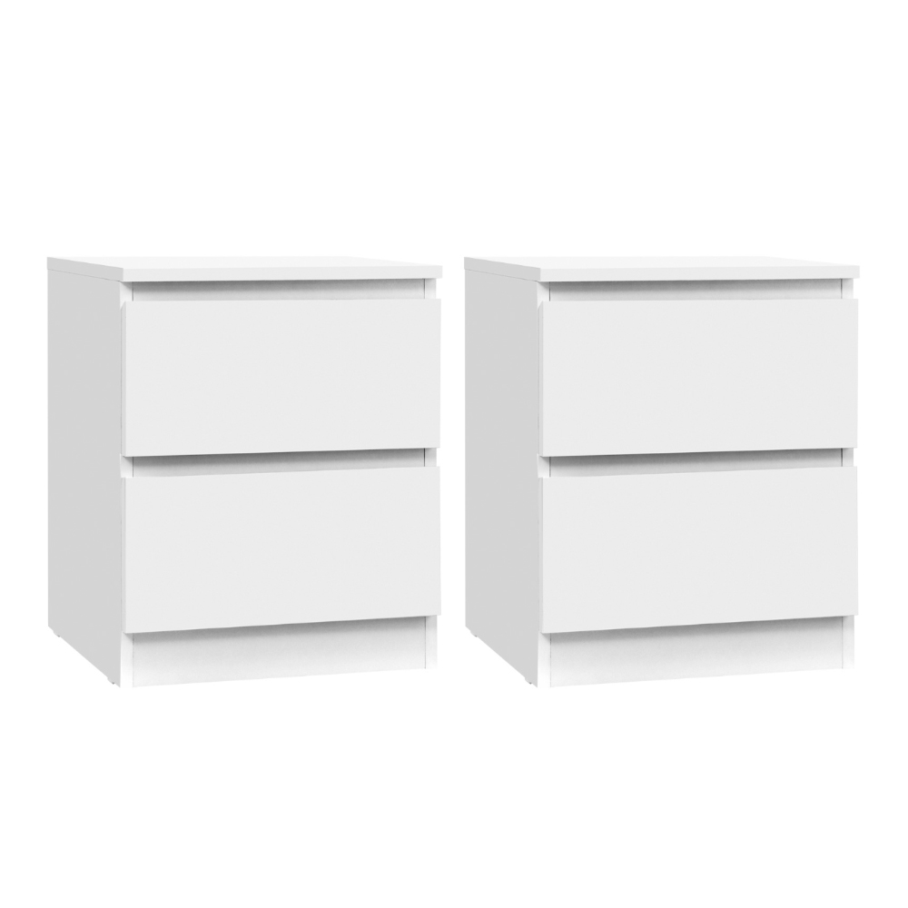 FURNI-E-PURE-WHX2-202505231808-00 Artiss 2x Bedside Table 2 Drawers - PEPE White - Image 1