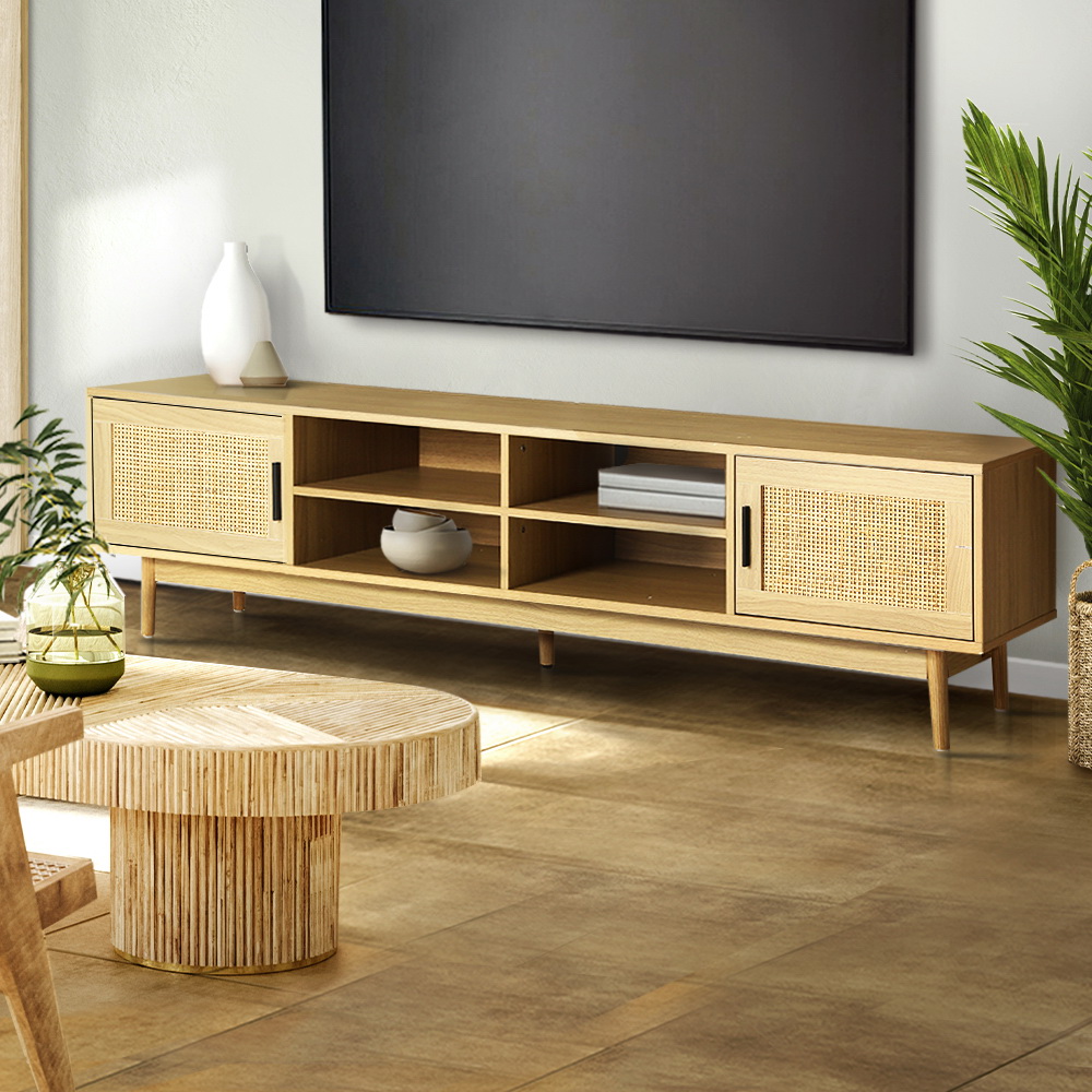FURNI-E-RAT-TV180-WD-AB-24821-08 Artiss TV Cabinet Entertainment Unit 180cm Rattan Cole - Image 1