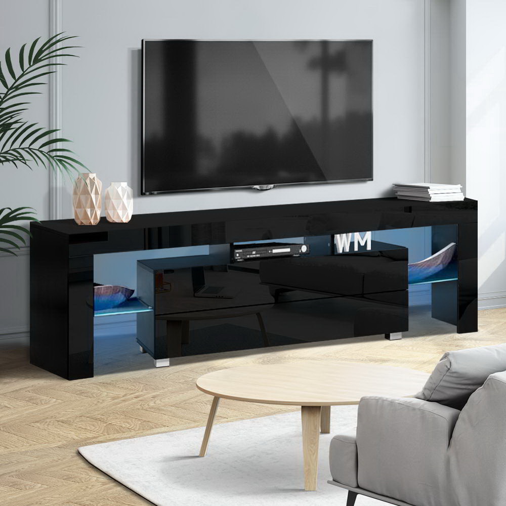 FURNI-L-LED-GS-TV160-BK-AB-19833-07 Artiss Entertainment Unit TV Cabinet LED 160cm Black Elo - Image 1