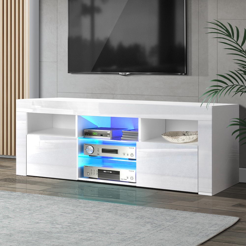 FURNI-L-LED-TV02-WH-AB-18157-07 Artiss Entertainment Unit TV Cabinet LED 145cm White Angus - Image 1