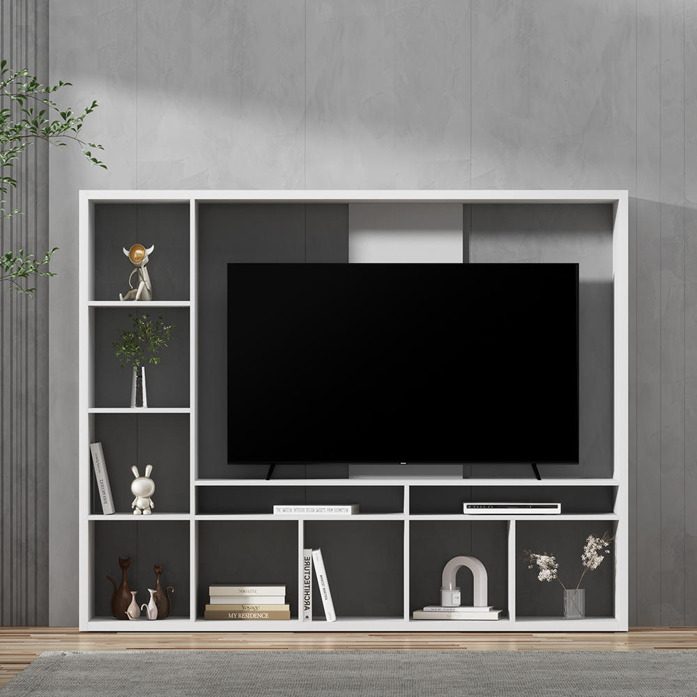 FURNI-N-CE01-TV180-WH-ABC-96664-06 Artiss Entertainment Center Unit TV Stand TV Cabinet Open Shelves 183CM White - Image 1