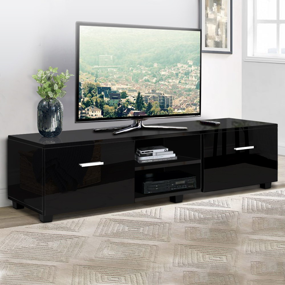 FURNI-N-GS-TV01-BK-AB-18594-08 Artiss Entertainment Unit TV Cabinet 140cm Black Jim - Image 1