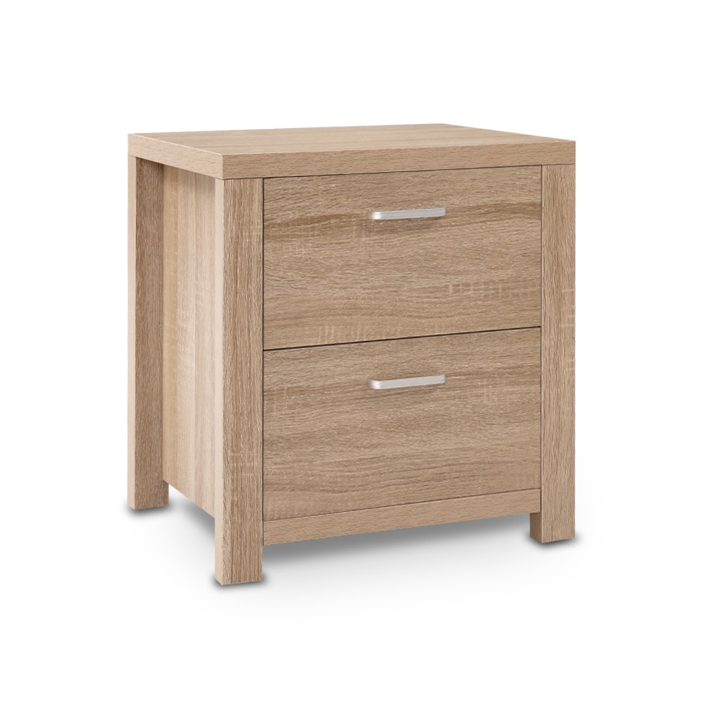 FURNI-N-MAXI-BS01-WD-202502281232-07 Artiss Bedside Table 2 Drawers - MAXI Pine - Image 1