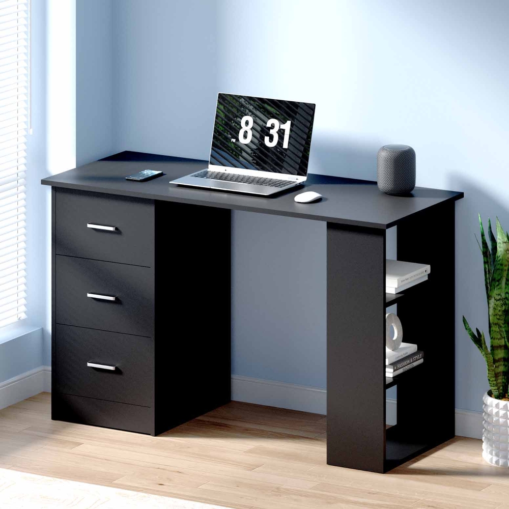 FURNI-O-DESK-120-BK-AB-20671-06 Artiss Computer Desk Drawer Shelf Cabinet Black 120CM - Image 1
