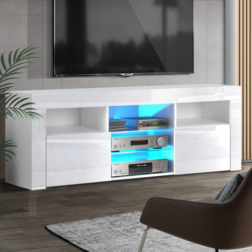 FURNI-O-LED-TV160-WH-AB-21203-06 Artiss Entertainment Unit TV Cabinet LED 160cm White Bobi - Image 1