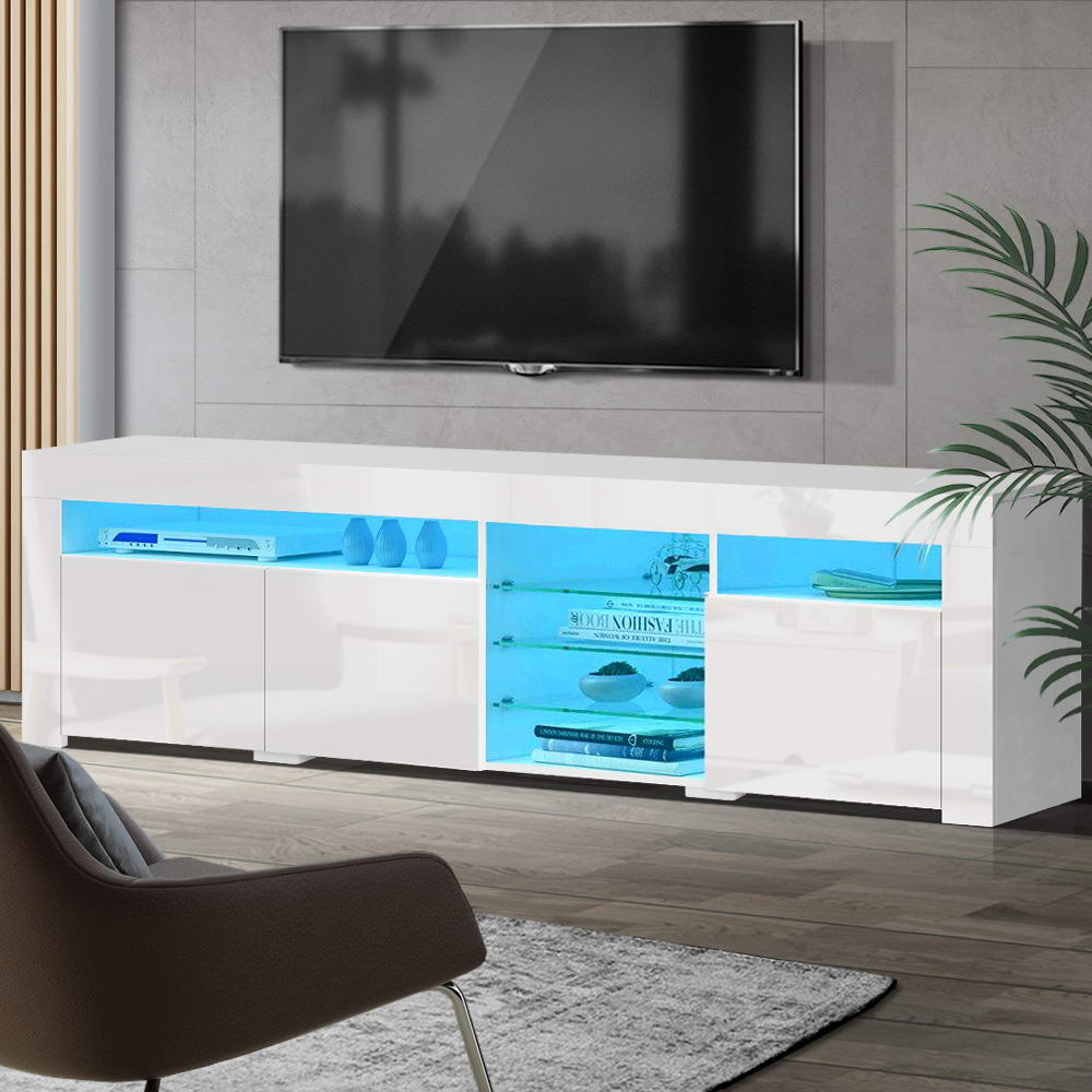 FURNI-O-LED-TV180-WH-AB-21205-08 Artiss Entertainment Unit TV Cabinet LED 180cm White Bobi - Image 1