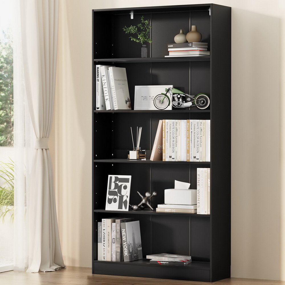 FURNI-Q-BSHELF-04-BK-AB-150727-06 Artiss Bookshelf 5 Tiers ANTON Black - Image 1