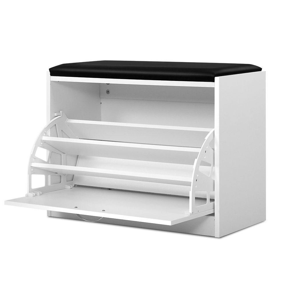 FURNI-Q-SHOE-BEN01-WH-67210-00 Artiss Shoe Cabinet Bench Shoes Storage Rack Organiser Drawer White 15 Pairs - Image 1