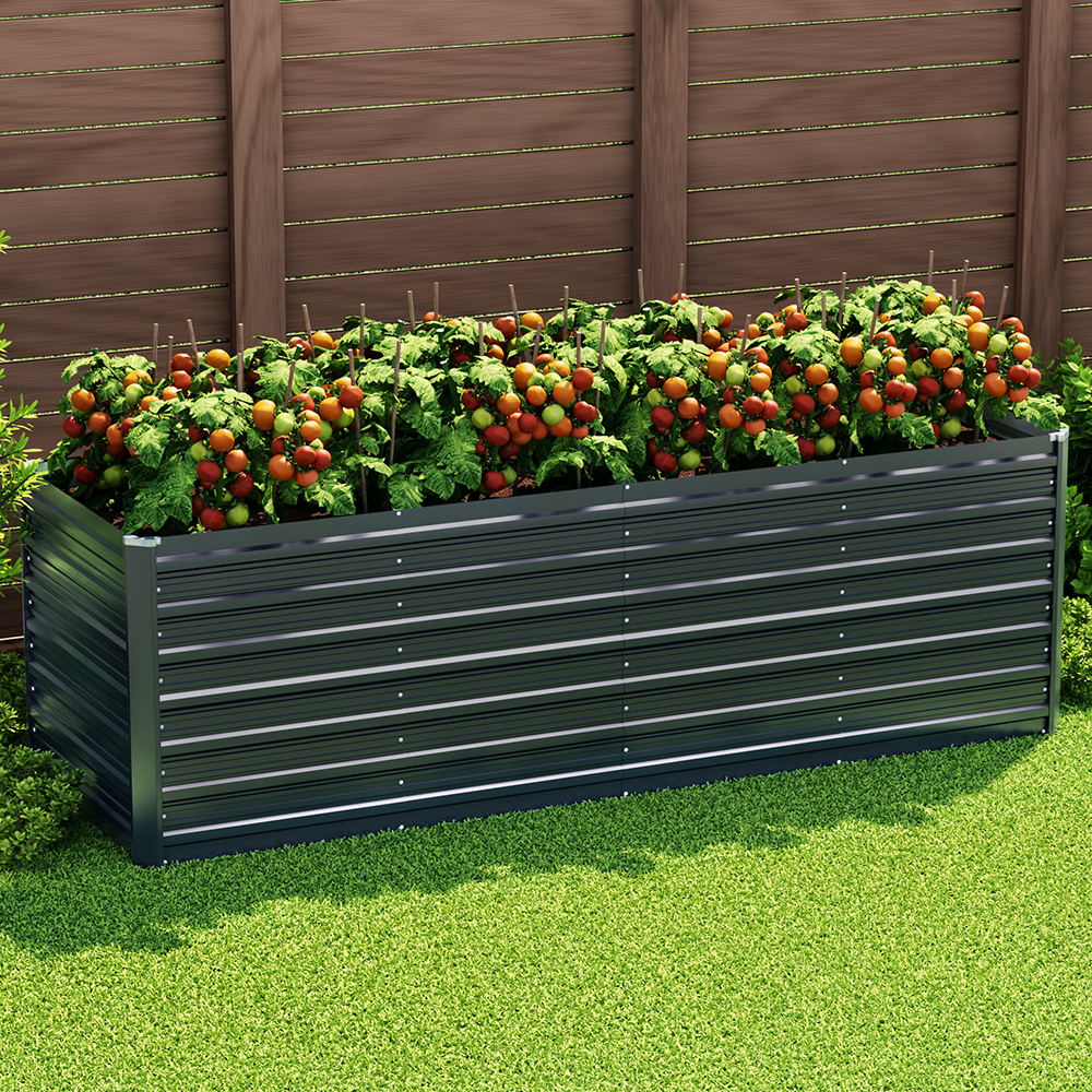 GARDEN-77-120-AG-FC2-19846-06 Green Fingers Garden Bed 240x80x77cm Planter Box Raised Container Galvanised Herb - Image 1
