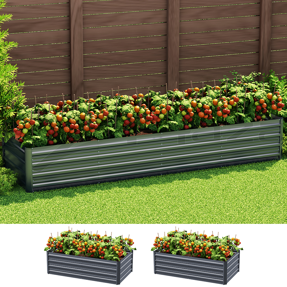 GARDEN-AG-45-12-FC2-90956-03 Green Fingers Garden Bed 240X80X45cm Planter Box Raised Container Galvanised Herb - Image 1