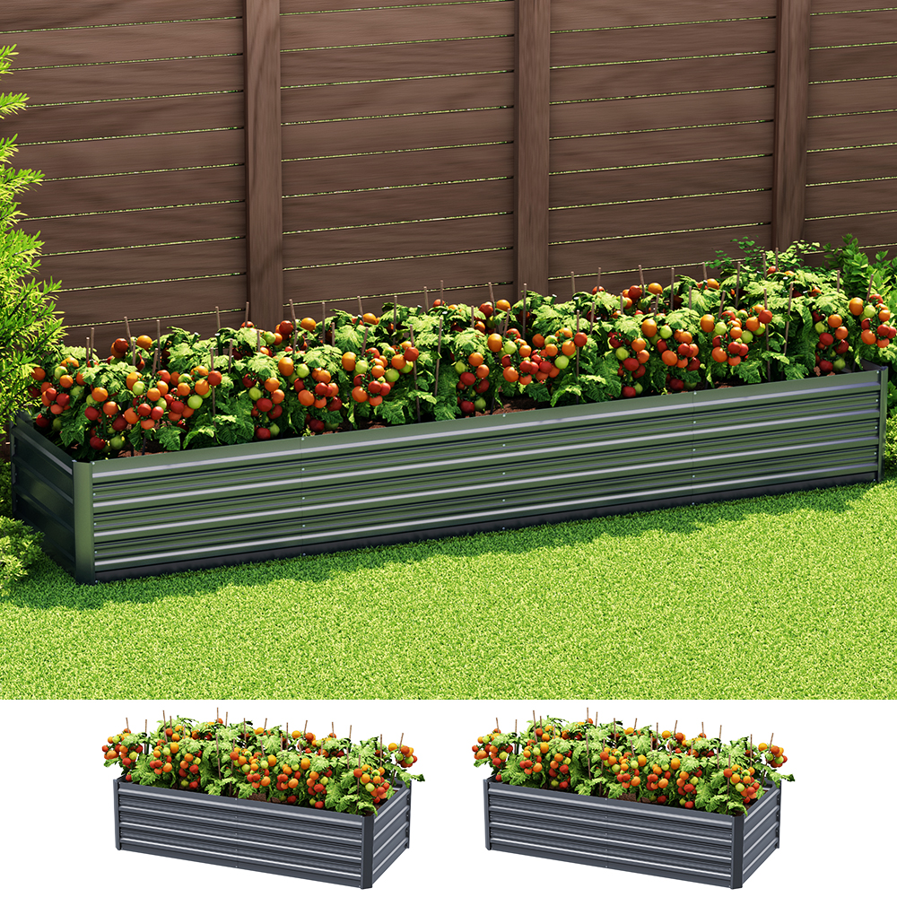 GARDEN-AG-45-16-FC2-90962-03 Green Fingers Garden Bed 320X80X45cm Planter Box Raised Container Galvanised Herb - Image 1