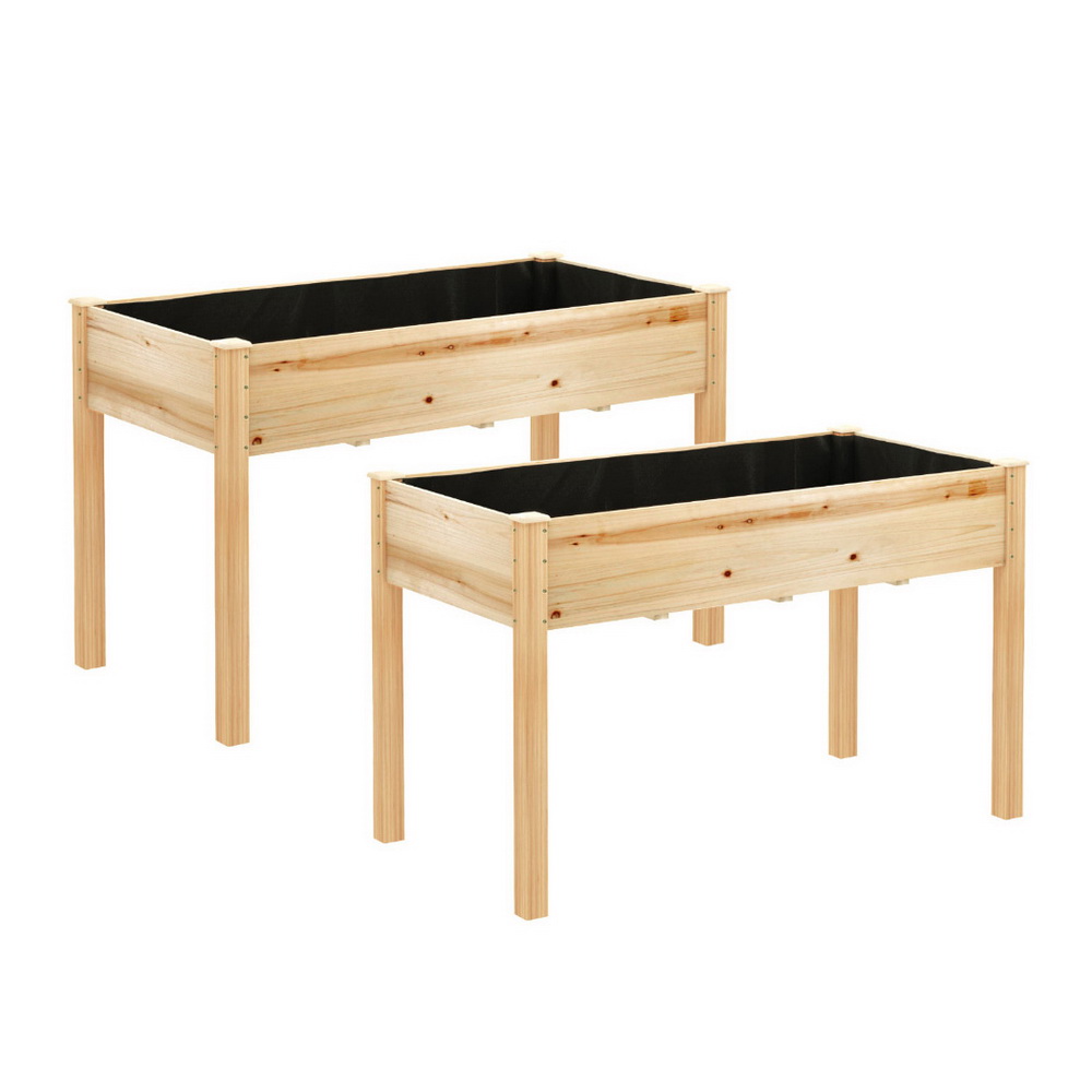 GARDEN-WOOD-PLAT-12060X2-202505131408-00 Green Fingers Raised Garden Bed 2x Elevated 120x60x80cm Wooden Planter Box Container - Image 1