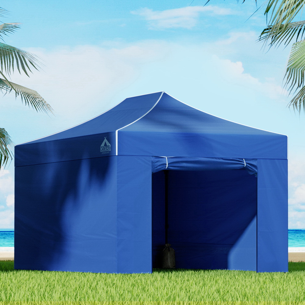 GAZEBO-C-3X45-DX-BLUE-202502281826-00 Instahut Gazebo 3x4.5 Pop Up Marquee Folding Tent Wedding Gazebos Camping Outdoor Shade Canopy Blue - Image 1