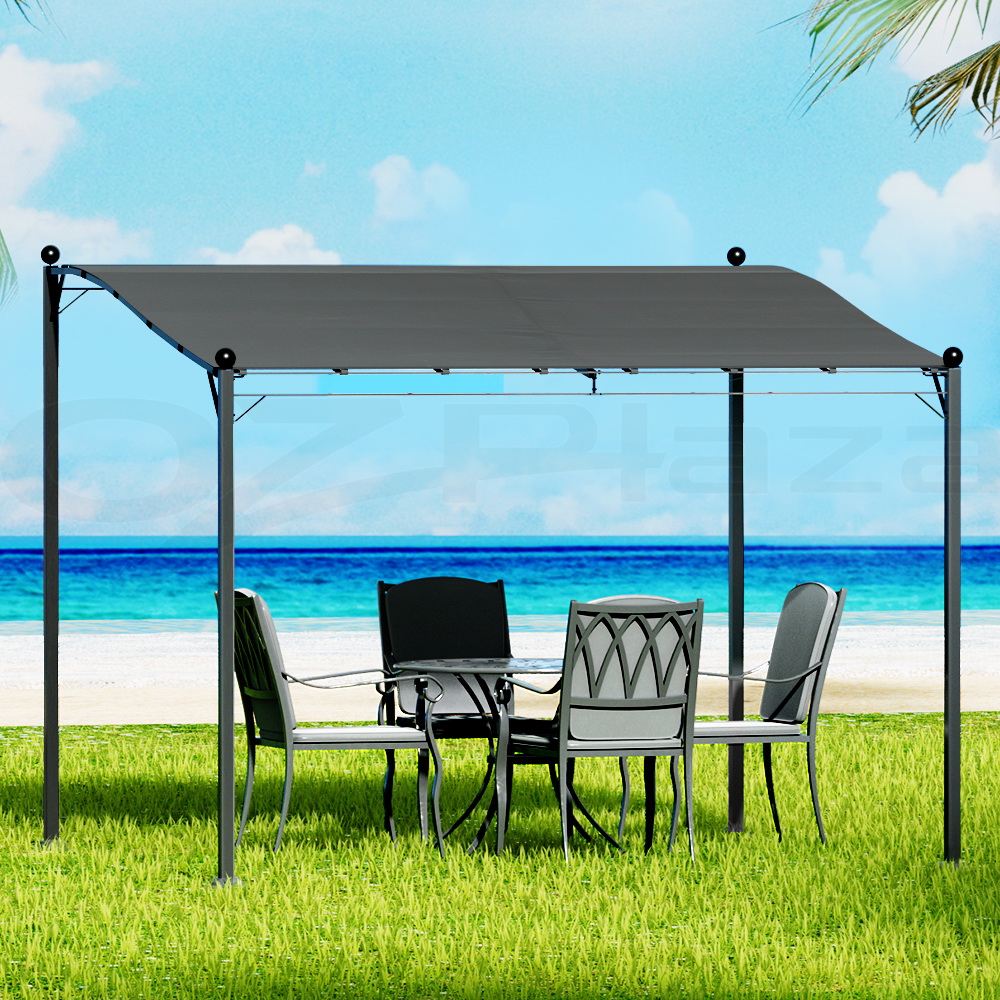 GAZEBO-IR-AR-HF-3X25-GY-AB-90975-04 Instahut Gazebo Marquee 3m Outdoor Event Wedding Tent Camping Party Shade Iron Art Canopy Grey - Image 1