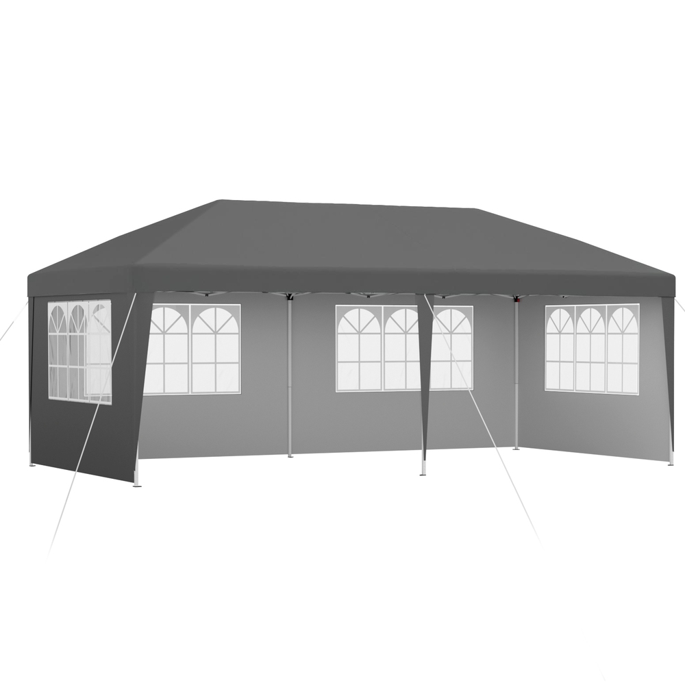 GAZEBO-WED-3X6-POP-4W-GY-202506191533-00 Instahut Gazebo 3x6m Pop Up Marquee Wedding Party Outdoor Camping Canopy Grey - Image 1