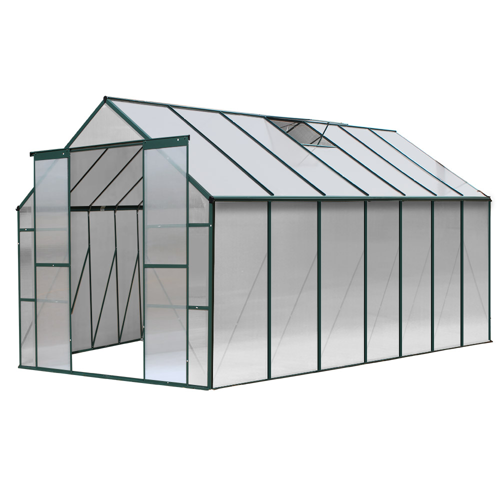 GH-ALU-443X244-GN-AB-39582-00 Green Fingers Greenhouse 4.43x2.44x2.15M Aluminium Polycarbonate Green House Garden Shed - Image 1