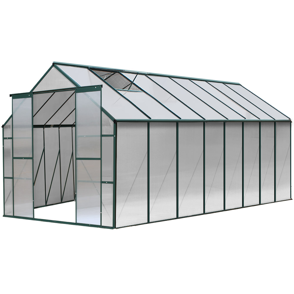 GH-ALU-510X244-GN-AB-39583-00 Green Fingers Greenhouse 5.1x2.44x2.1M Aluminium Polycarbonate Green House Garden Shed - Image 1