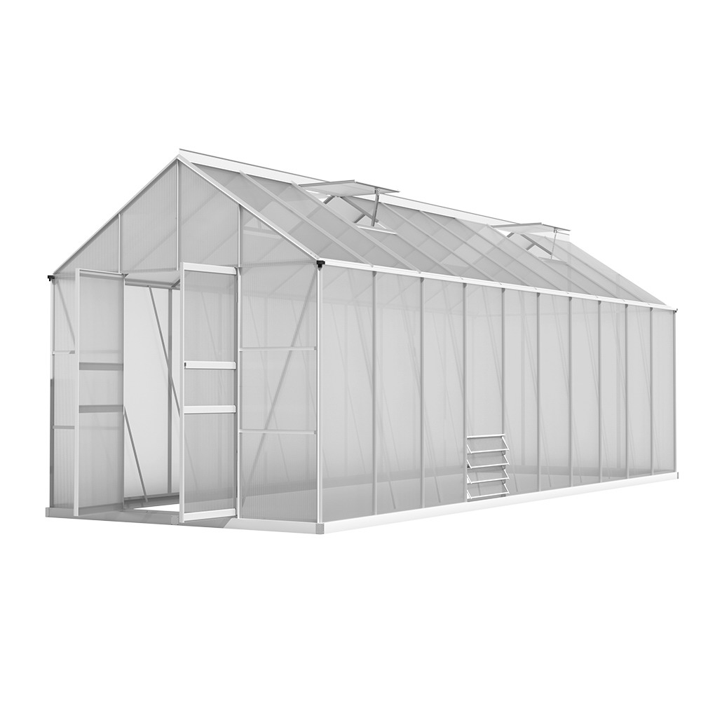 GH-ALU-C-603X244X268-AB-89858-00 Green Fingers Greenhouse 6.03x2.44x2.68M Double Doors Aluminium Green House Garden Shed - Image 1