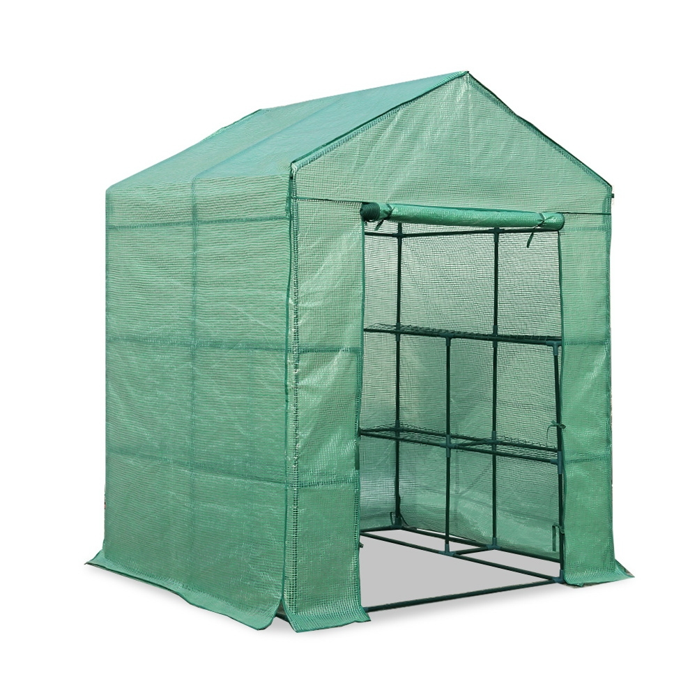 GH-WALK-14X15-GR-12462-00 Green Fingers Greenhouse 1.4x1.55x2M Walk in Green House Tunnel Plant Garden Shed 8 Shelves - Image 1