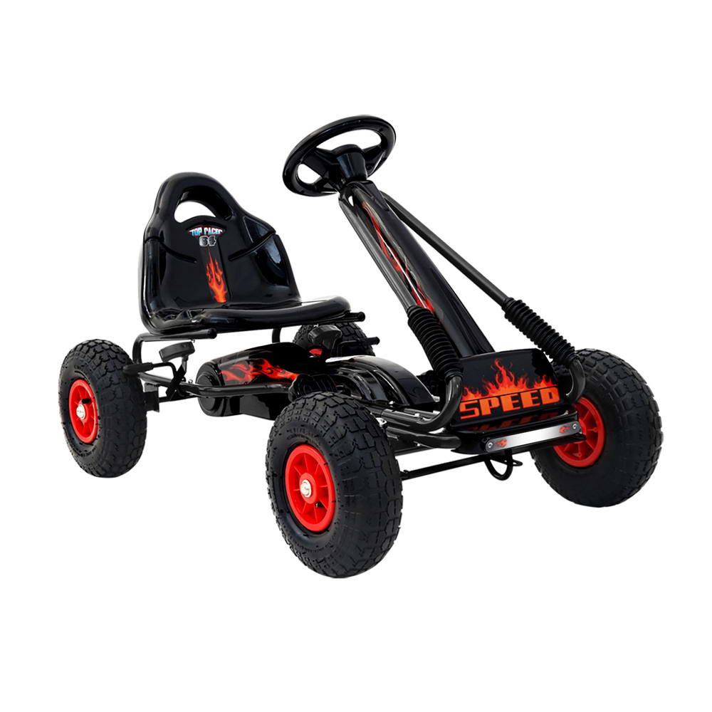 GKRT-F1A-BK-5463-00 Rigo Kids Pedal Go Kart Ride On Toys Racing Car Rubber Tyre Black - Image 1