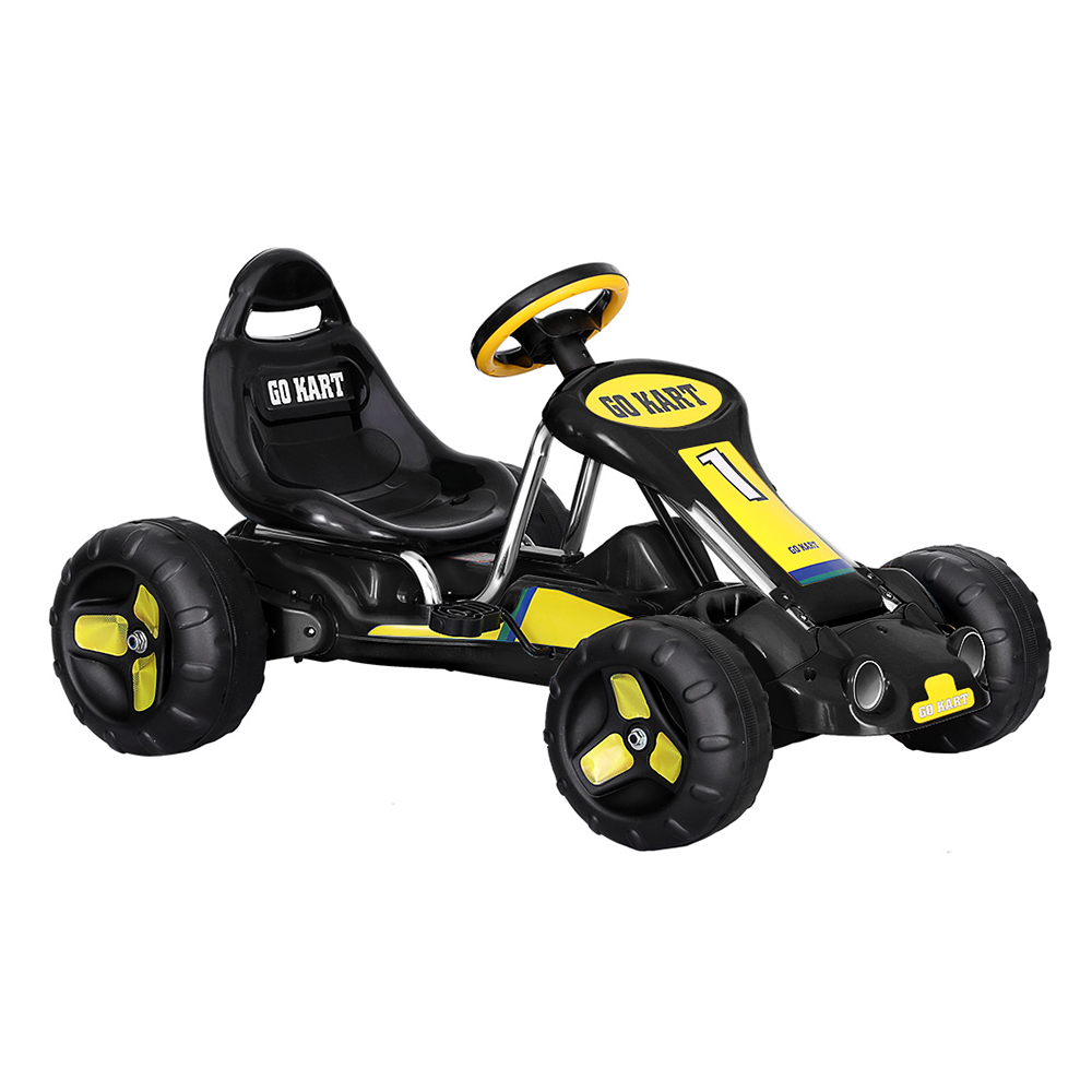 GKRT-F1D-BK-139268-00 Rigo Kids Pedal Go Kart Ride On Toys Racing Car Plastic Tyre Black - Image 1