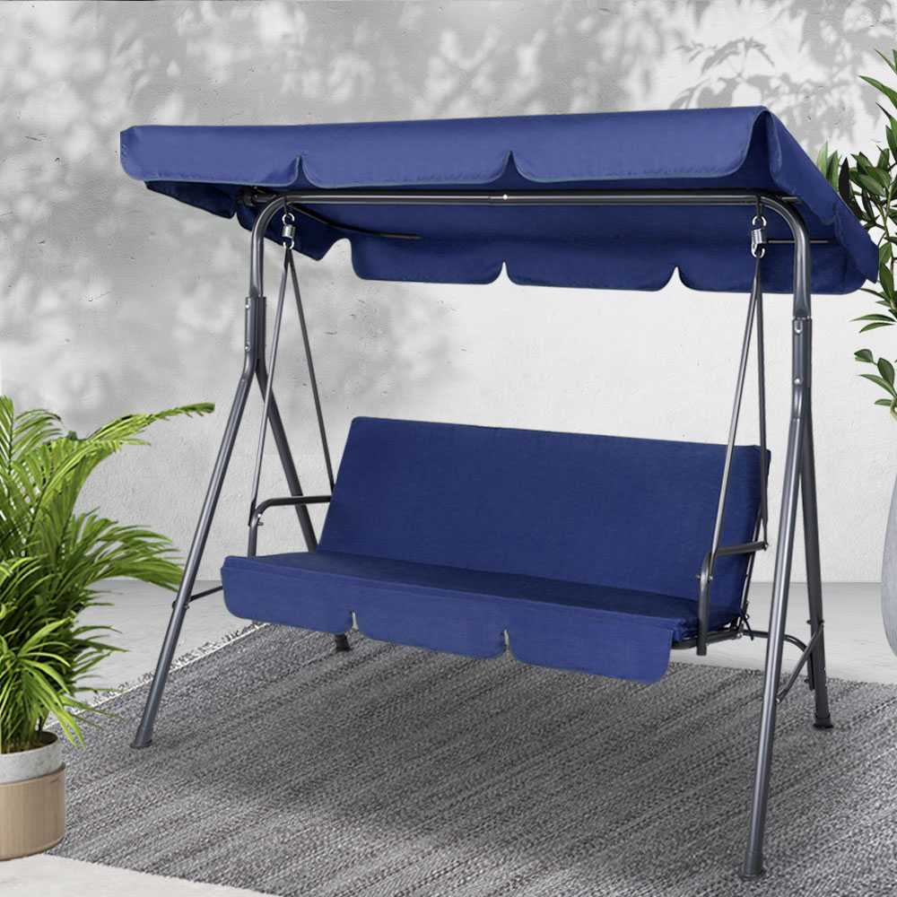 GSC-MAJKA-3S-NY-202502281544-00 Gardeon Outdoor Swing Chair Garden Bench Furniture Canopy 3 Seater Navy - Image 1