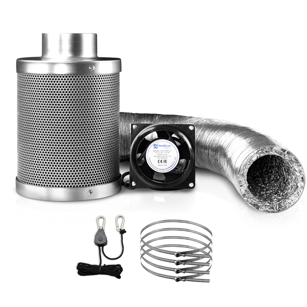 GT-KIT-VENT-4IN-00 Green Fingers 4"Ventilation Kit Fan Hydroponics Grow Tent Kit Carbon Filter Duct,Green Fingers 4"Ventilation Kit Fan Hydroponics Grow Tent Kit Carbon Filter Duct - Image 1