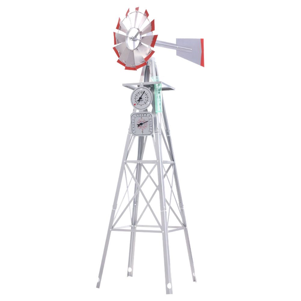 GWM-6FT-GR-00 Garden Windmill 6FT 186cm Metal Ornaments Outdoor Decor Ornamental Wind Will - Image 1
