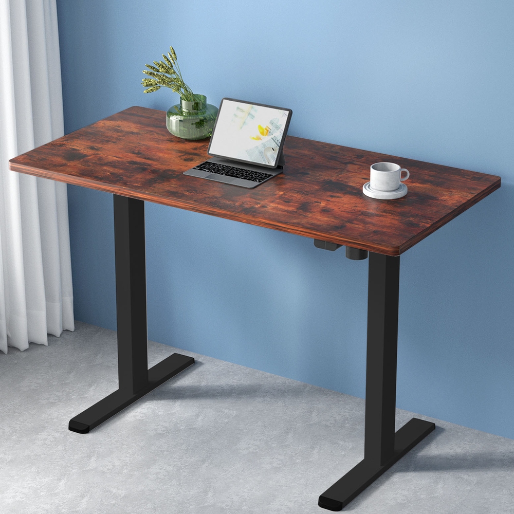 HASD-114G-BKDF-RBDB-140-61876-06 Artiss Standing Desk Motorised Rustic Brown 140CM - Image 1