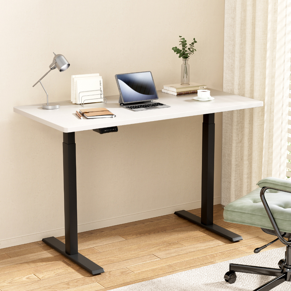 HASD-268-BKDF-WHDB-140-202502281044-00 Artiss Standing Desk Motorised Dual Motor White 140CM - Image 1