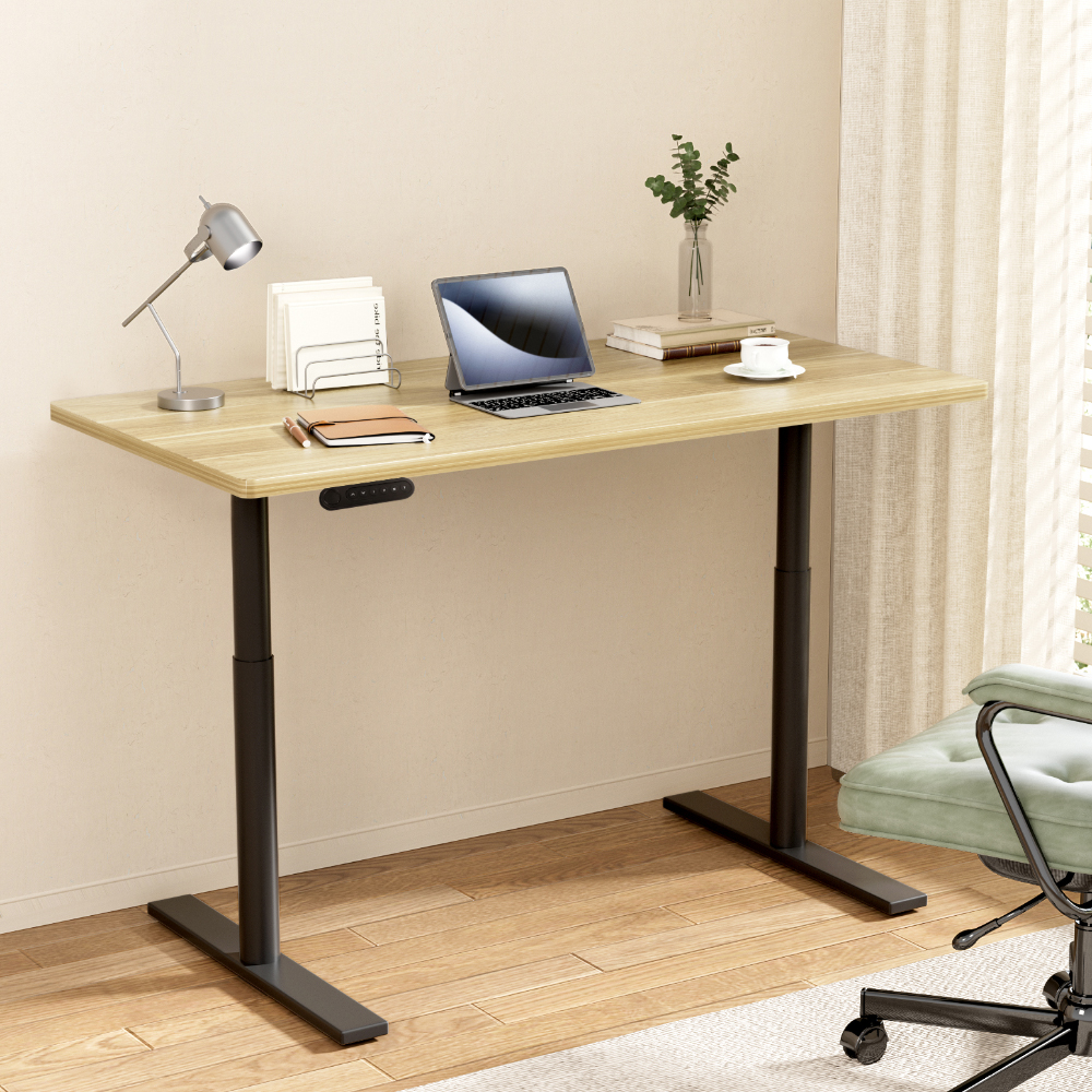 HASD-B-M10-BKDF-NTDB-140-202502281048-00 Artiss Standing Desk Motorised Electric Dual Motor White Oak 140CM - Image 1