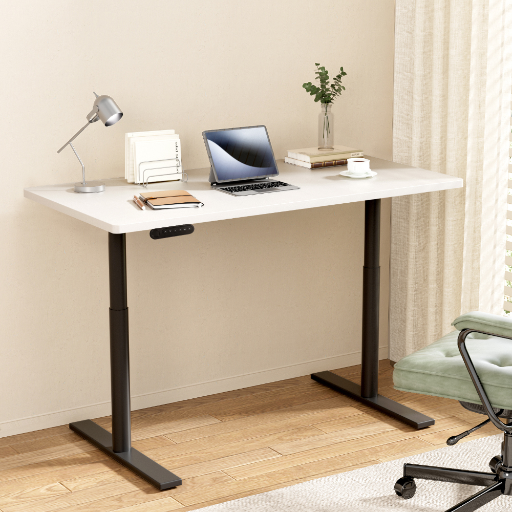 HASD-B-M10-BKDF-WHDB-140-202502281050-00 Artiss Standing Desk Motorised Electric Dual Motor White 140CM - Image 1