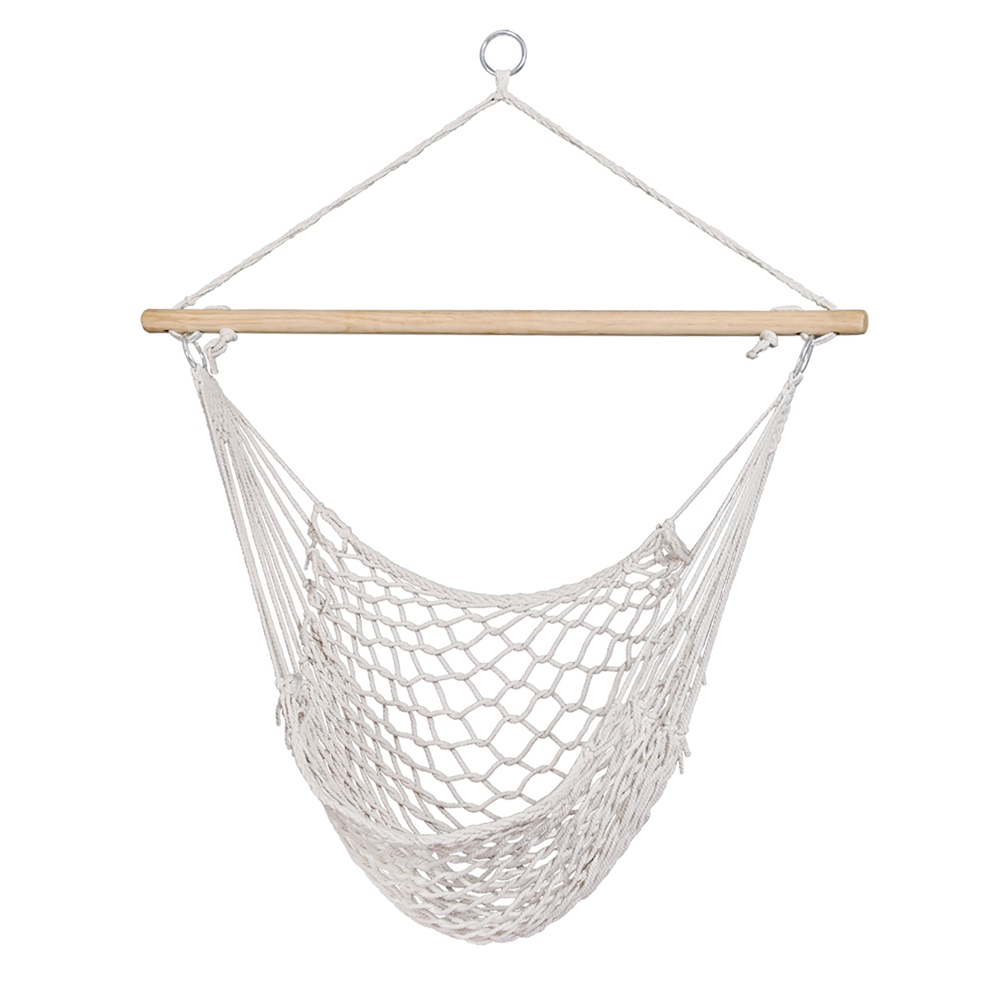 HM-CHAIR-MES-CREAM-87465-00 Gardeon Hammock Chair Outdoor Hanging Camping Mesh Indoor Cream - Image 1
