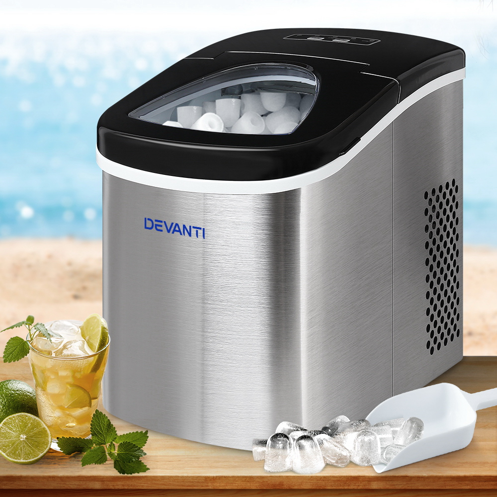 IM-ZB12A-SS-13888-07 Devanti 2.4L Stainless Steel Portable Ice Cube Maker - Image 1