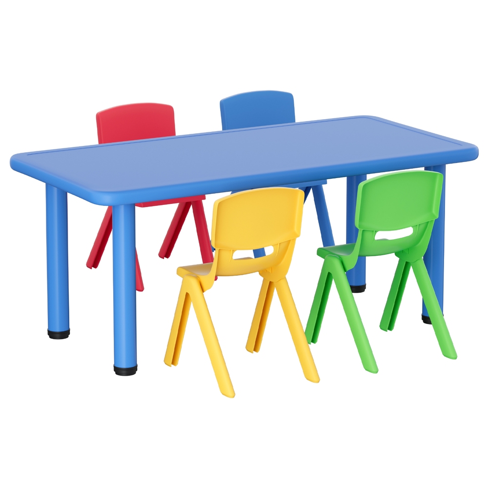 KPF-TBCH-120-BU-202504231107-00 Keezi 5PCS Kids Table and Chairs Set Children Study Desk Furniture Plastic 4 Chairs - Image 1