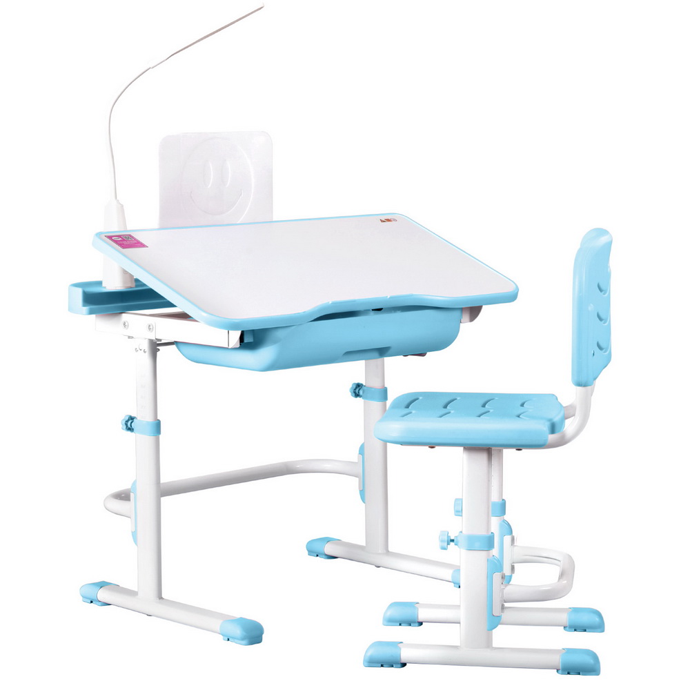 KTC-A-STU-PL-BL-202506241501-00 Keezi Kids Table and Chair Set Adjustable Study Desk w/ LED Lamp Reading Blue - Image 1