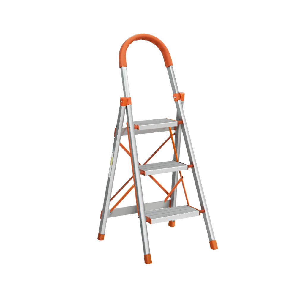 LD-H-ALU-3STEP-OS-65356-00 Giantz 3 Step Ladder Multi-Purpose Folding Aluminium Light Weight Non Slip Platform - Image 1