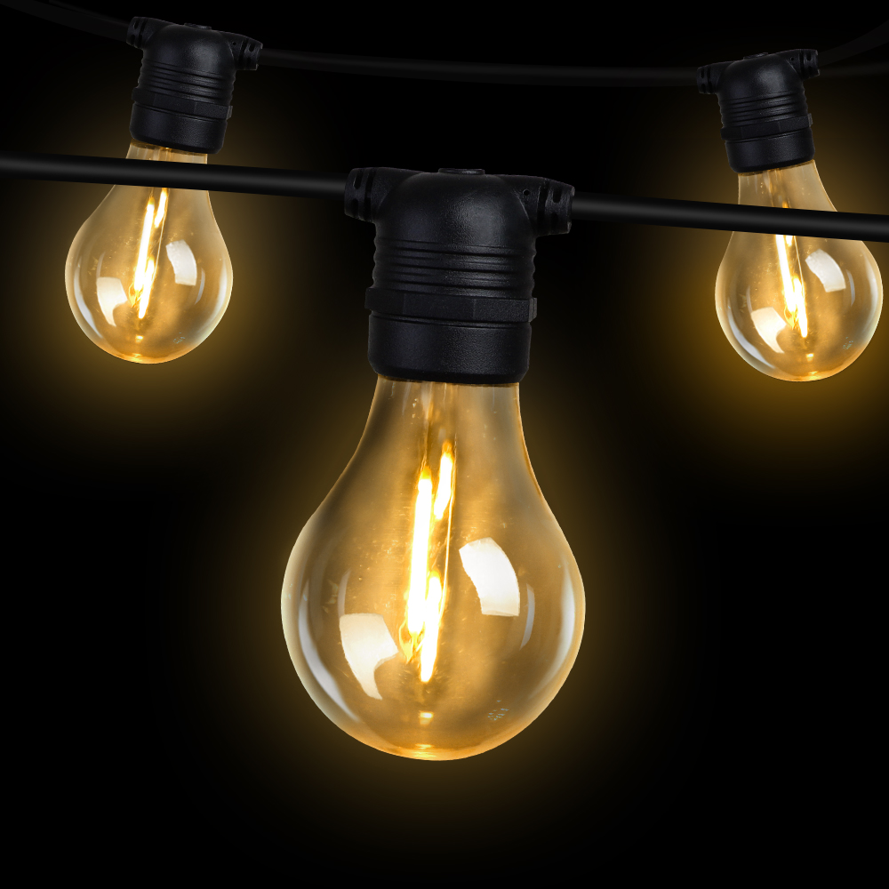 LIGHT-B-A19-60-WW-24681-00 59m LED Festoon String Lights Outdoor Christmas Decorations Wedding Garden Party - Image 1