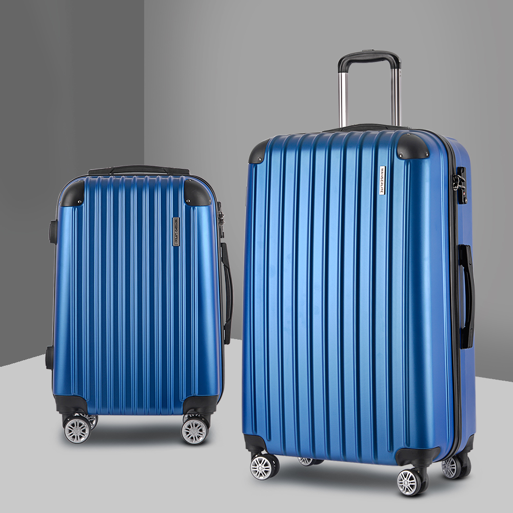 LUG-ABS-CLA-2SET-BU-13531-07 Wanderlite 20-28 Inch Luggage 2Set with TSA Lock Spinner Carry On Hard Shell Travel Suitcase Luggage Case Blue - Image 1