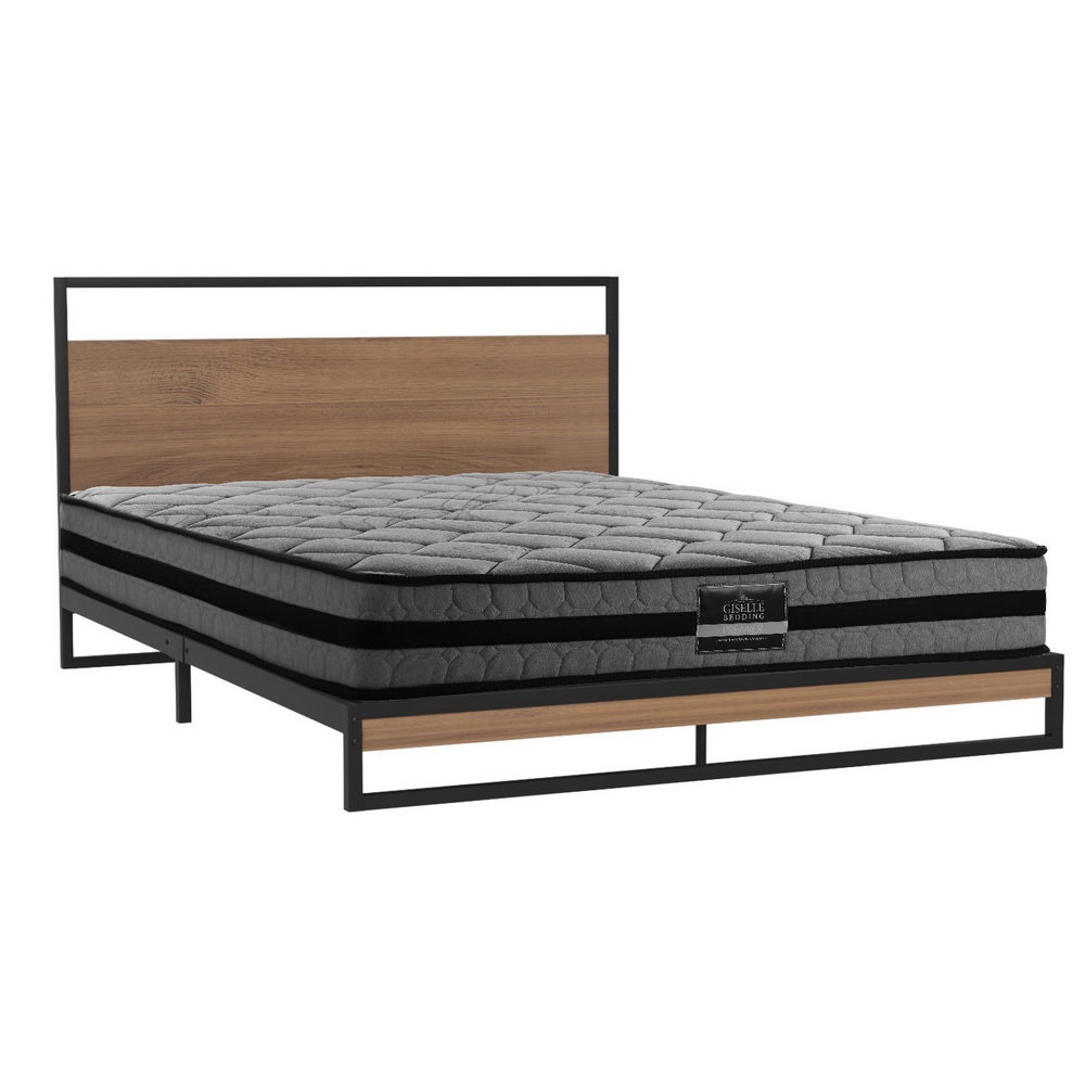 MBED-C-DANE-TT22-Q-BK-AB-202504041348-00 Artiss Bed Frame Queen Size Metal Frame DANE with Mattress - Image 1