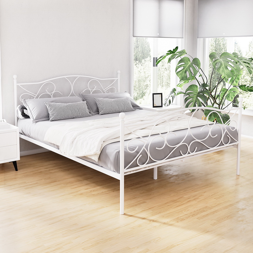 MBED-C-GROA-Q-WH-AB-223156-07 Artiss Bed Frame Queen Size Metal Bed Frame GROA - Image 1