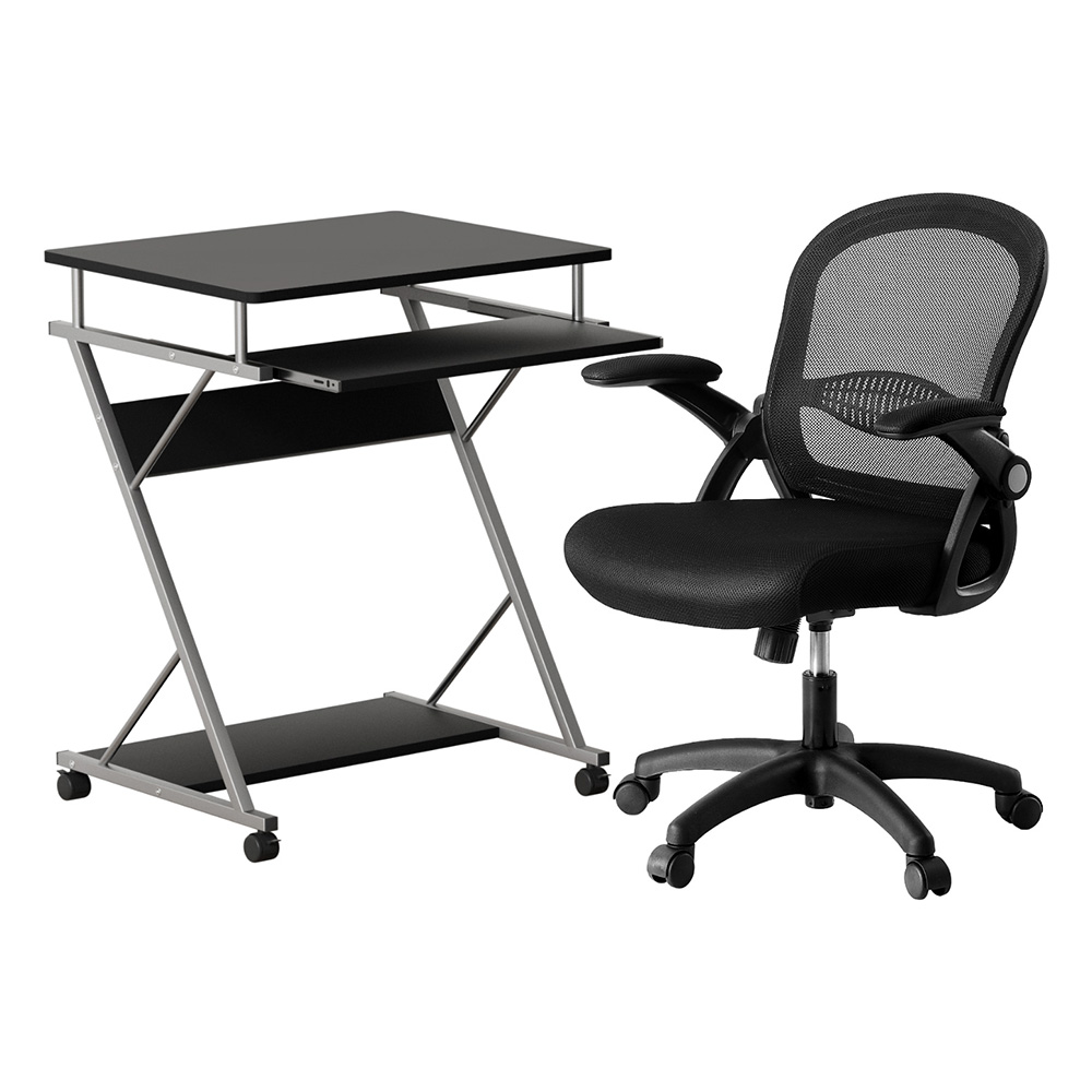 MET-DESK-105-2013-BK-202505261410-00 Artiss Computer Desk Mesh Office Chair Set Desks with Keyboard Shelf Try Black - Image 1